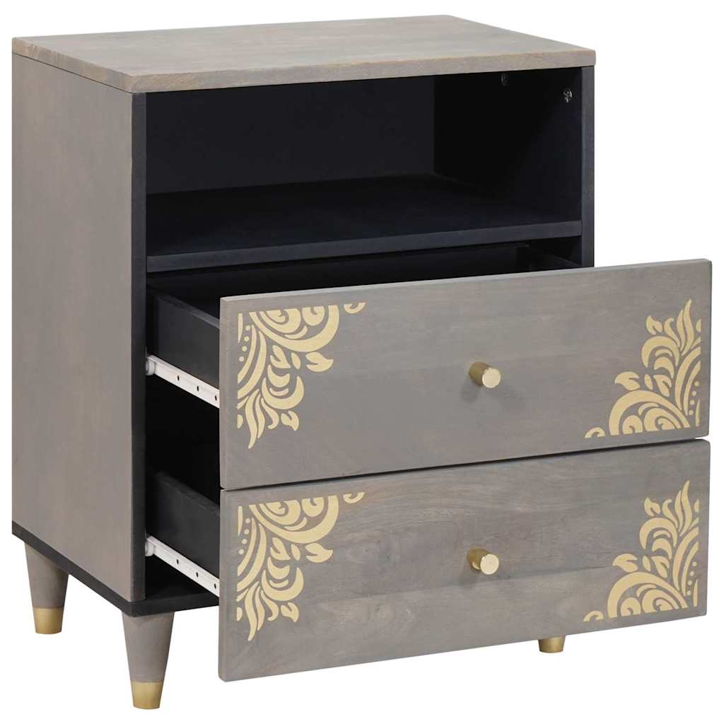Bedside Cabinet Grey 50 x 33 x 62 cm Solid Mango Wood