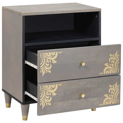 Bedside Cabinet Grey 50 x 33 x 62 cm Solid Mango Wood