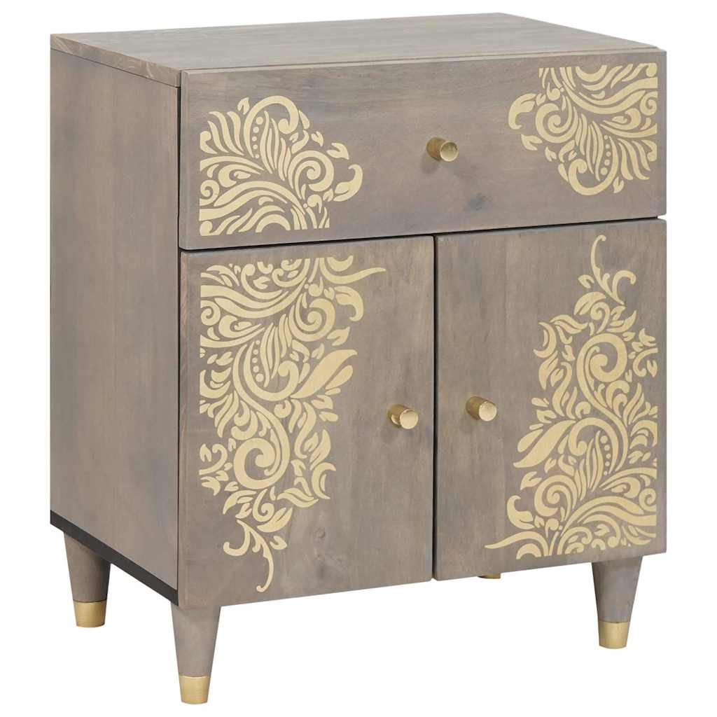 Bedside Cabinet with Door Grey 50 x 33 x 60 cm Solid Mango Wood