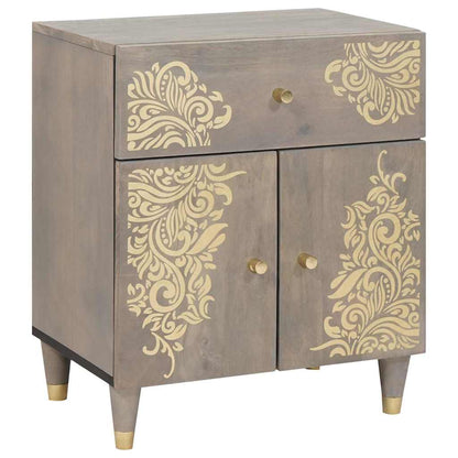Bedside Cabinet with Door Grey 50 x 33 x 60 cm Solid Mango Wood