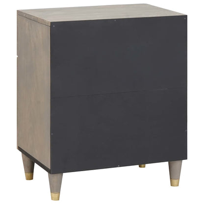 Bedside Cabinet with Door Grey 50 x 33 x 60 cm Solid Mango Wood