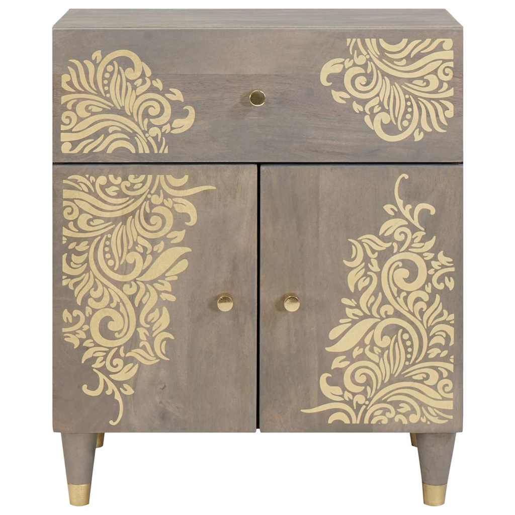 Bedside Cabinet with Door Grey 50 x 33 x 60 cm Solid Mango Wood