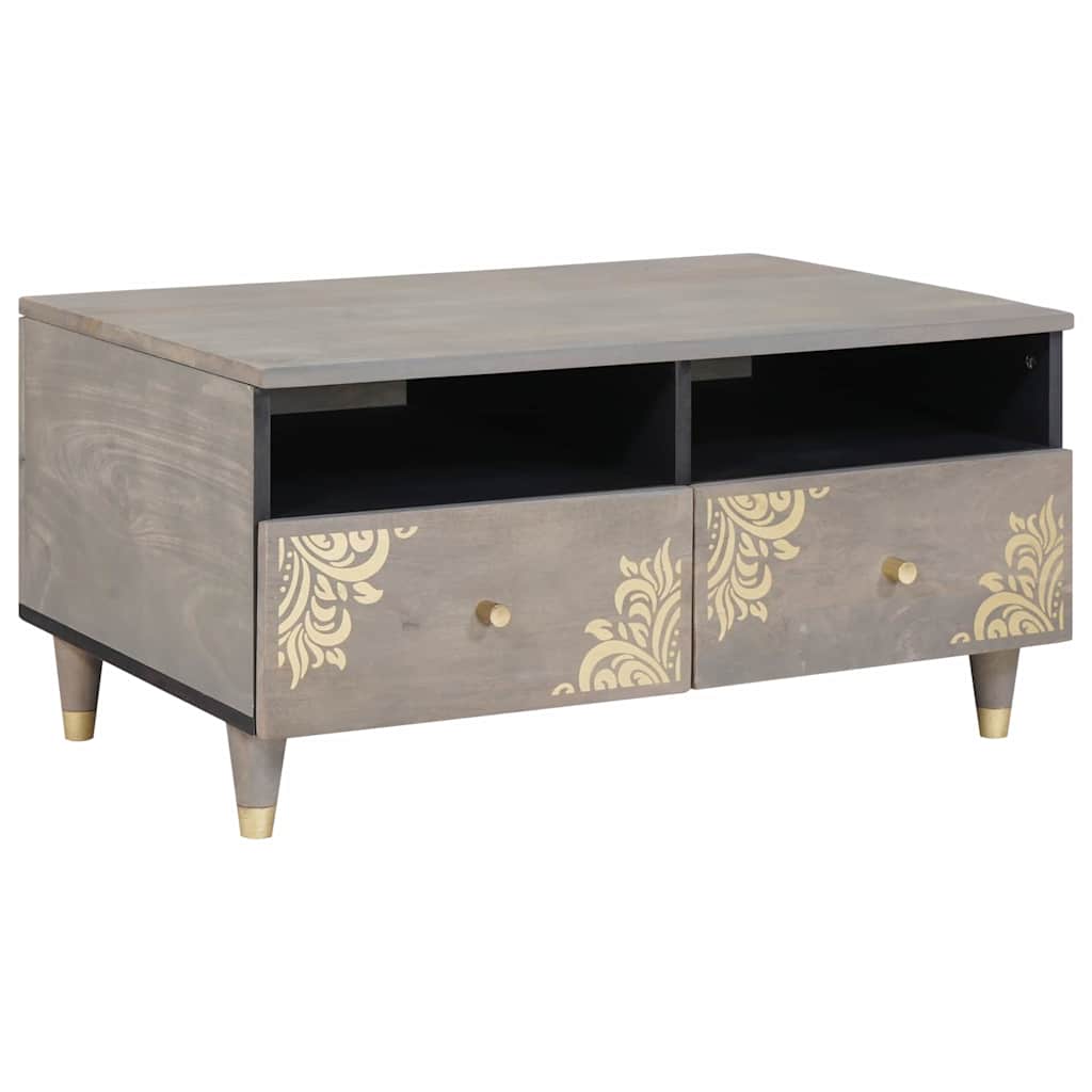 Coffee Table with Drawer Grey 80 x 54 x 40 cm Solid Mango Wood