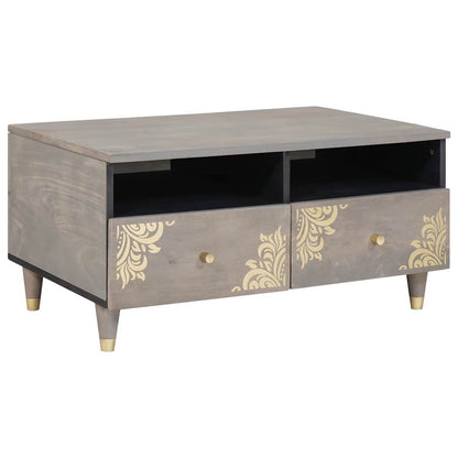 Coffee Table with Drawer Grey 80 x 54 x 40 cm Solid Mango Wood