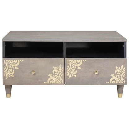 Coffee Table with Drawer Grey 80 x 54 x 40 cm Solid Mango Wood