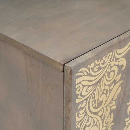 TV Cabinet with Drawer Grey 105 x 33 x 46 cm Solid Mango Wood