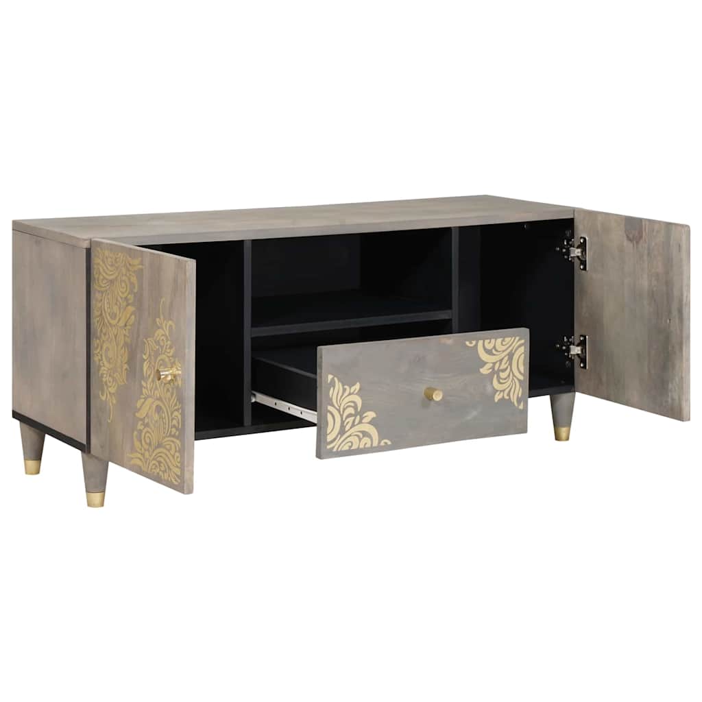 TV Cabinet with Drawer Grey 105 x 33 x 46 cm Solid Mango Wood