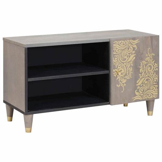 TV Cabinet Grey 80 x 33 x 46 cm Solid Mango Wood