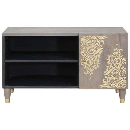 TV Cabinet with Shelf Grey 80 x 33 x 46 cm Solid Mango Wood