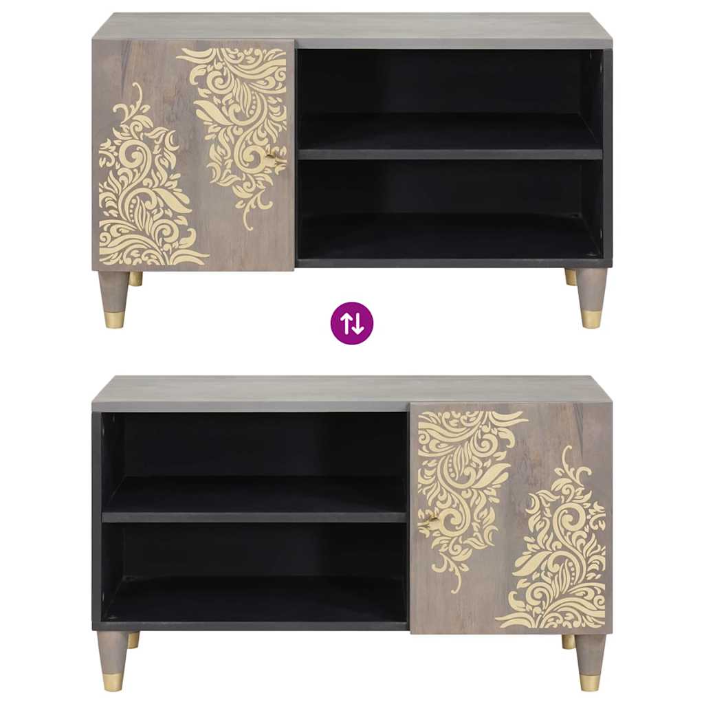TV Cabinet Grey 80 x 33 x 46 cm Solid Mango Wood