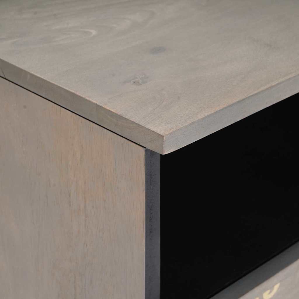 TV Cabinet with Drawer Grey 80 x 33 x 46 cm Solid Mango Wood