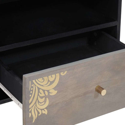 TV Cabinet with Drawer Grey 80 x 33 x 46 cm Solid Mango Wood