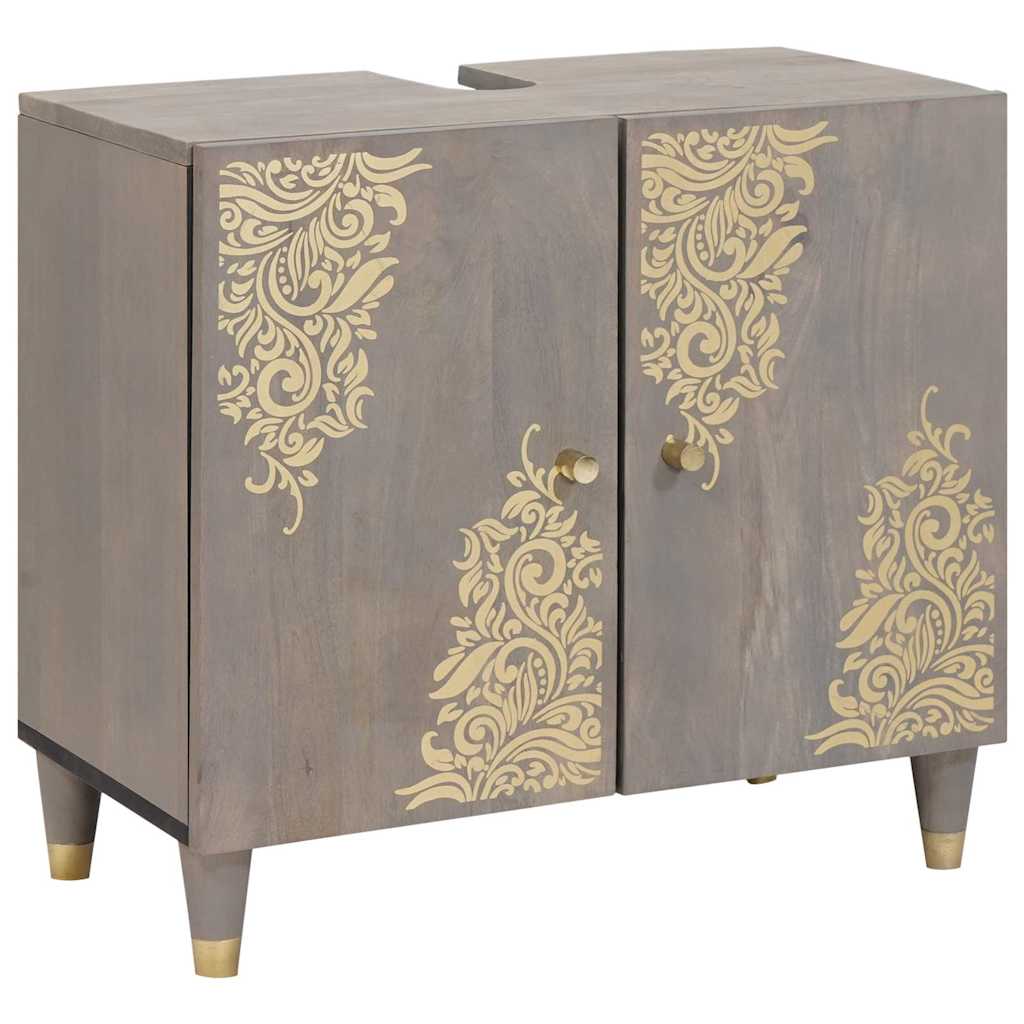 Sink cabinet with Storage Grey 62 x 33 x 58 cm Solid Mango Wood