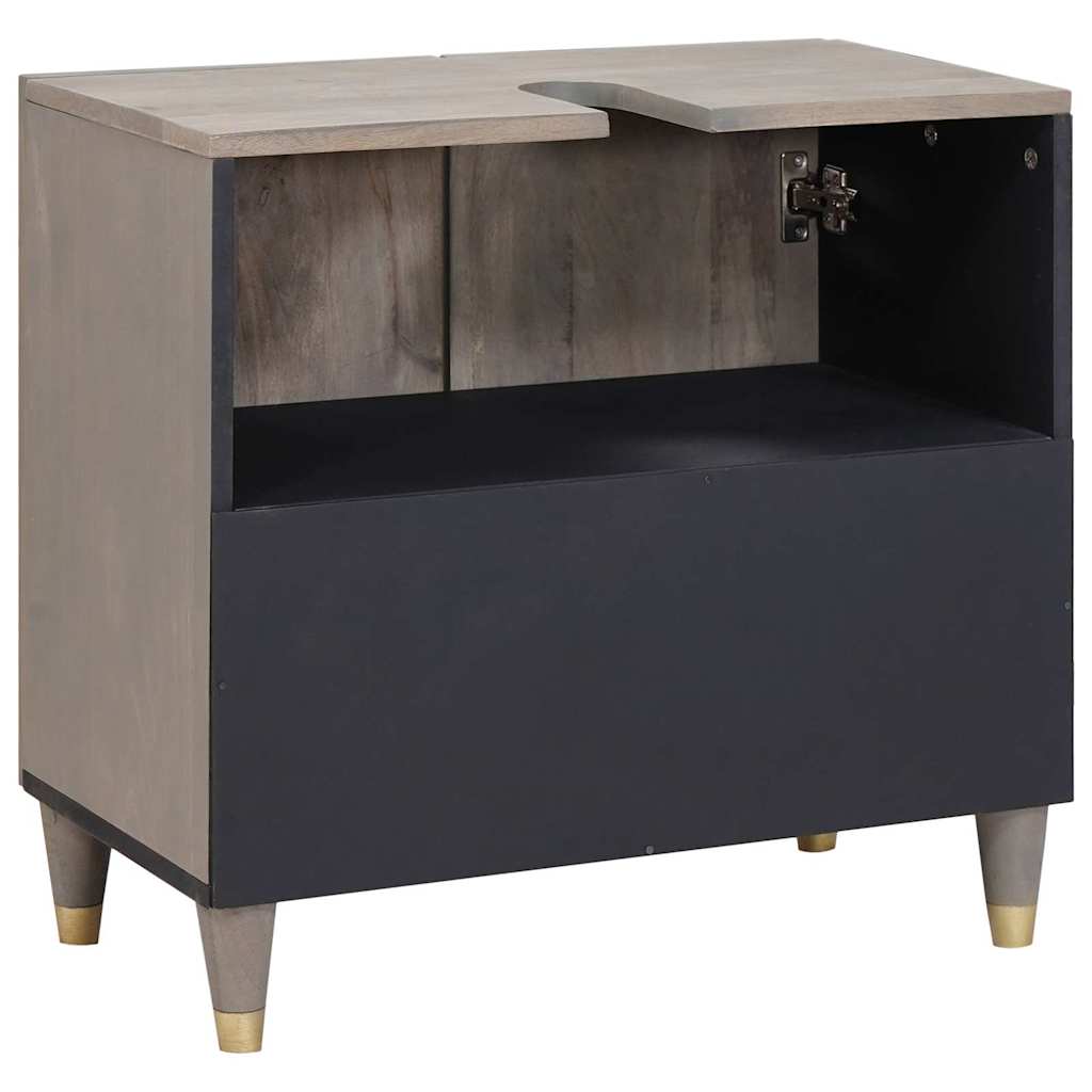 Sink cabinet with Storage Grey 62 x 33 x 58 cm Solid Mango Wood
