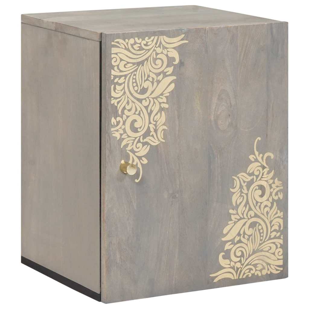 Wall Cabinet Wall-mounted Grey 38 x 33 x 48 cm Solid Mango Wood