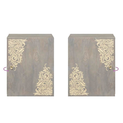 Wall Cabinet Wall-mounted Grey 38 x 33 x 48 cm Solid Mango Wood