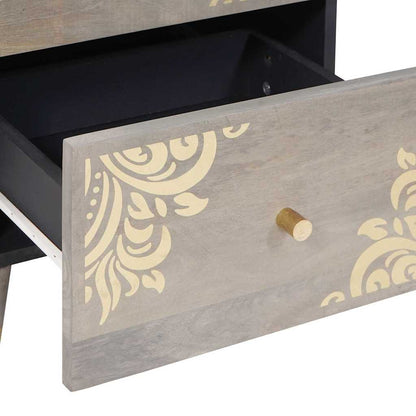 Sideboard Grey and Gold 40 x 33 x 75 cm Solid Mango Wood
