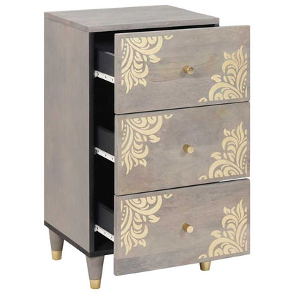 Sideboard Grey and Gold 40 x 33 x 75 cm Solid Mango Wood