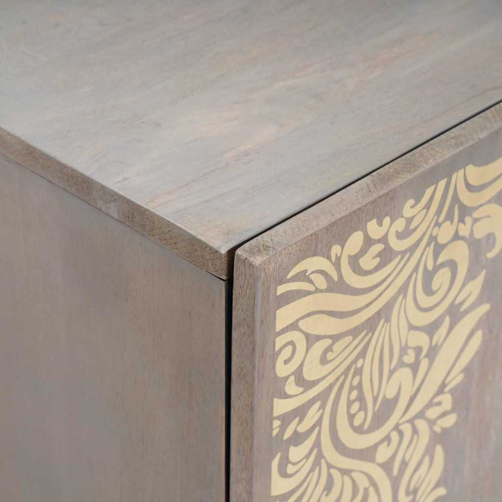 Sideboard Grey and Gold 40 x 33 x 75 cm Solid Mango Wood