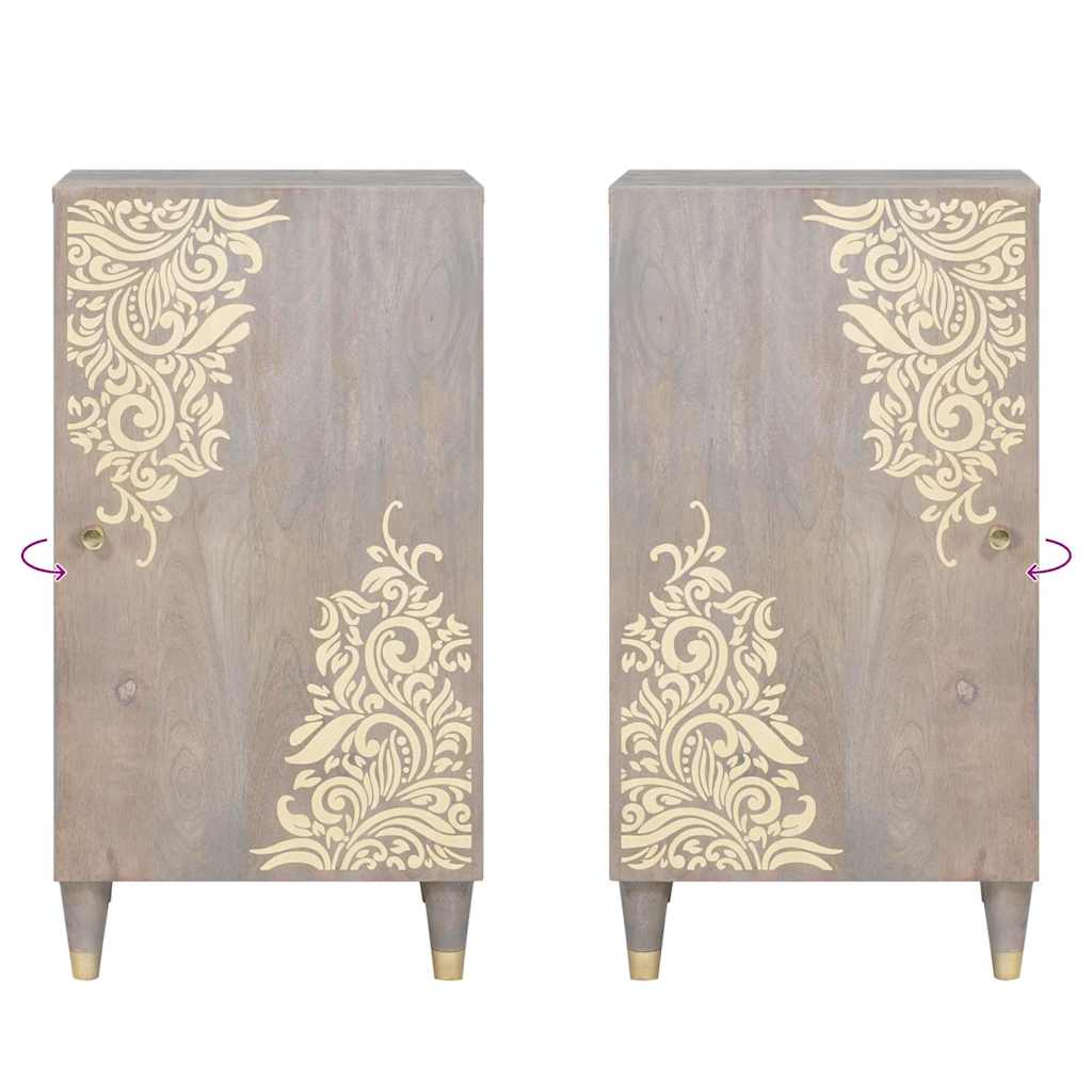 Sideboard Grey and Gold 40 x 33 x 75 cm Solid Mango Wood