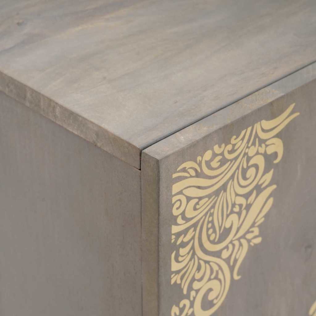 Sideboard Grey and Gold 60 x 33 x 75 cm Solid Mango Wood