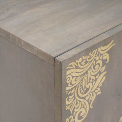 Sideboard Grey and Gold 60 x 33 x 75 cm Solid Mango Wood