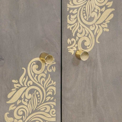 Sideboard Grey and Gold 60 x 33 x 75 cm Solid Mango Wood