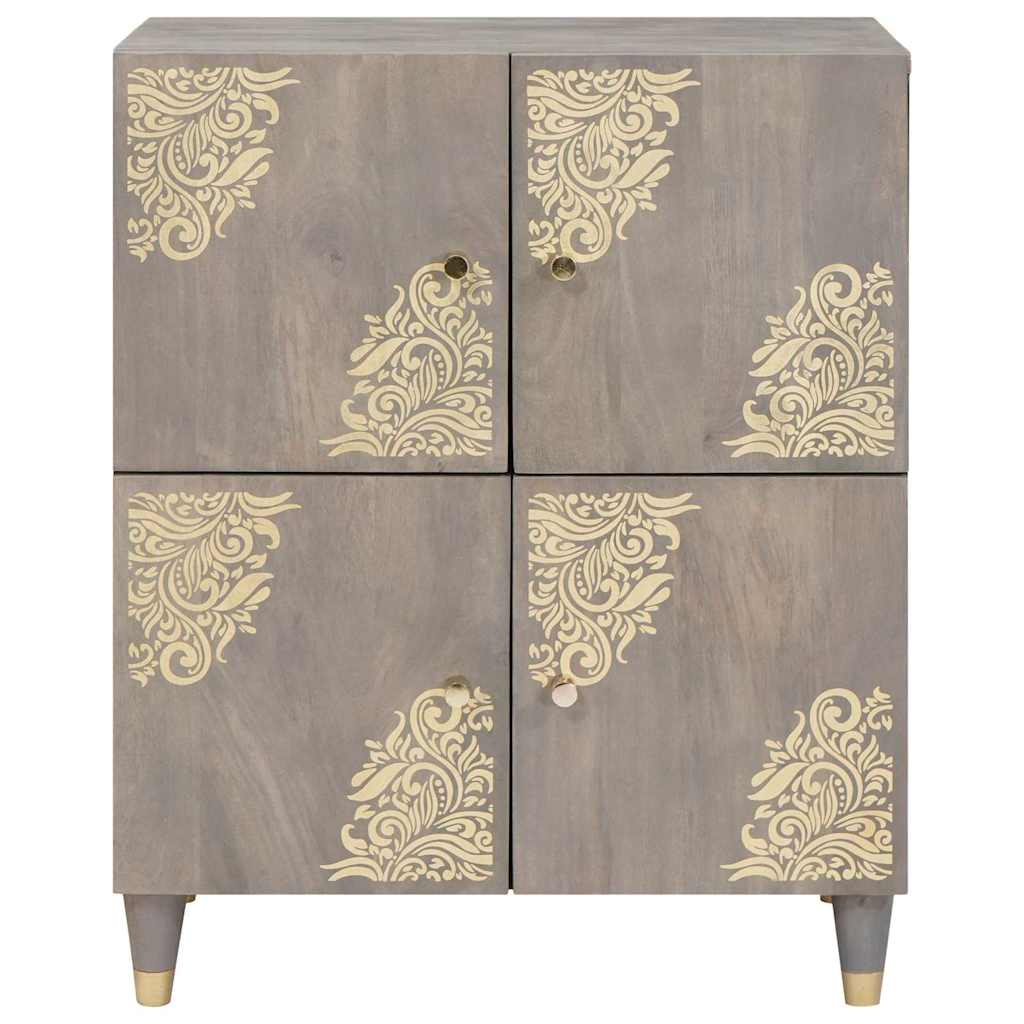 Sideboard Grey and Gold 60 x 33 x 75 cm Solid Mango Wood