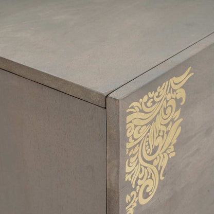 Sideboard Grey and Gold 80 x 33 x 75 cm Solid Mango Wood