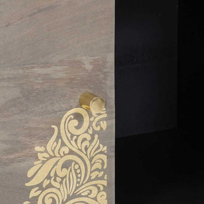 Sideboard Grey and Gold 80 x 33 x 75 cm Solid Mango Wood
