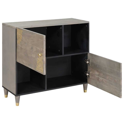 Sideboard Grey and Gold 80 x 33 x 75 cm Solid Mango Wood