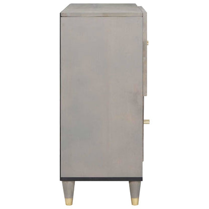 Sideboard Grey and Gold 80 x 33 x 75 cm Solid Mango Wood