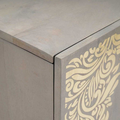 Sideboard Grey and Gold 90 x 33 x 75 cm Solid Mango Wood