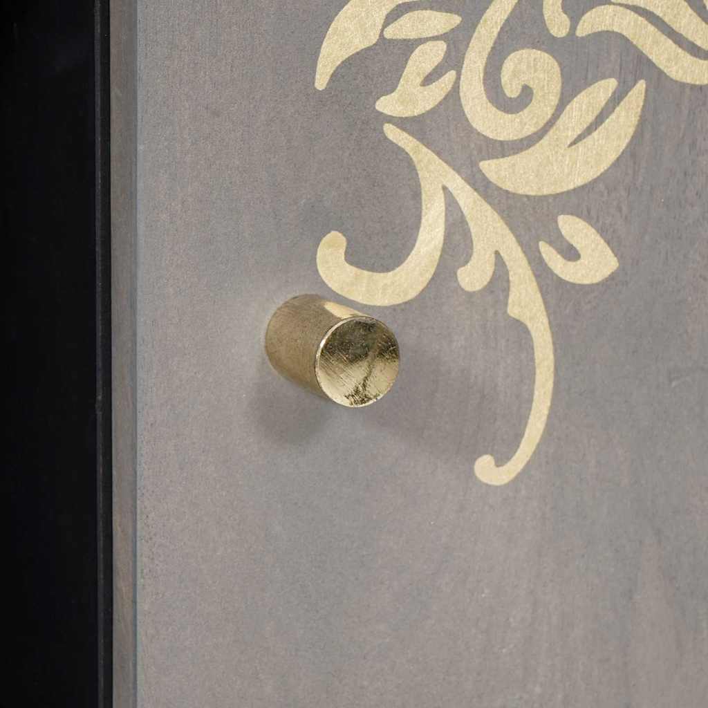 Sideboard Grey and Gold 90 x 33 x 75 cm Solid Mango Wood