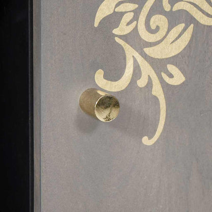 Sideboard Grey and Gold 90 x 33 x 75 cm Solid Mango Wood