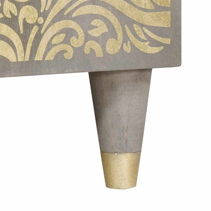 Sideboard Grey and Gold 90 x 33 x 75 cm Solid Mango Wood