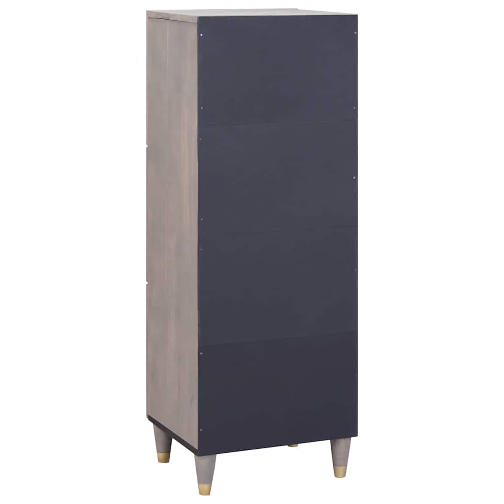 Highboard Grey and Gold 40 x 33 x 110 cm Solid Mango Wood