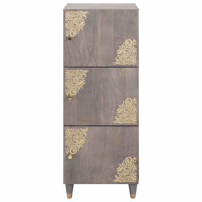 Highboard Grey and Gold 40 x 33 x 110 cm Solid Mango Wood