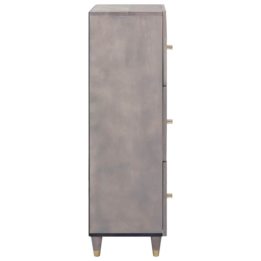 Highboard Grey and Gold 40 x 33 x 110 cm Solid Mango Wood