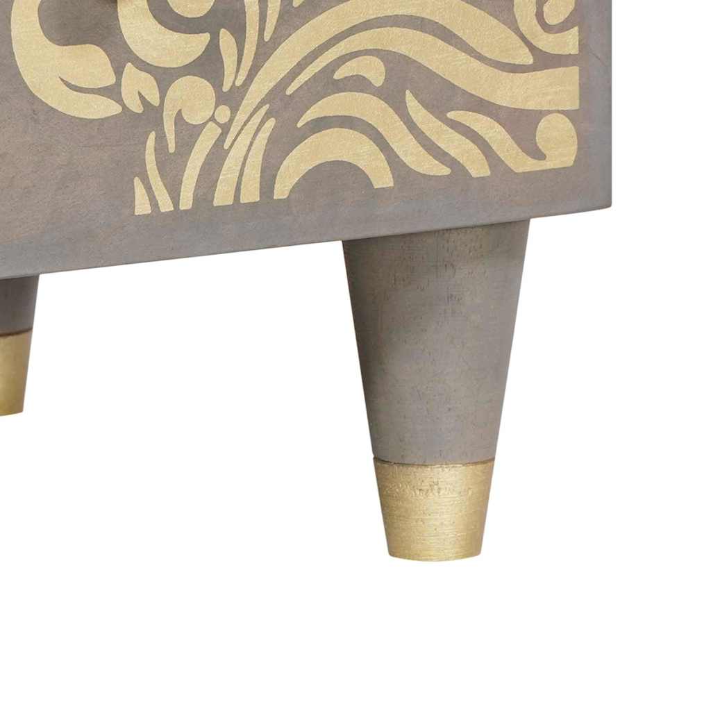 Highboard Grey and Gold 60 x 33 x 100 cm Solid Mango Wood
