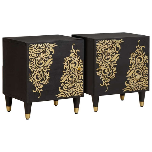 Bedside Cabinet with Door 2 pcs Black 40 x 33 x 46 cm