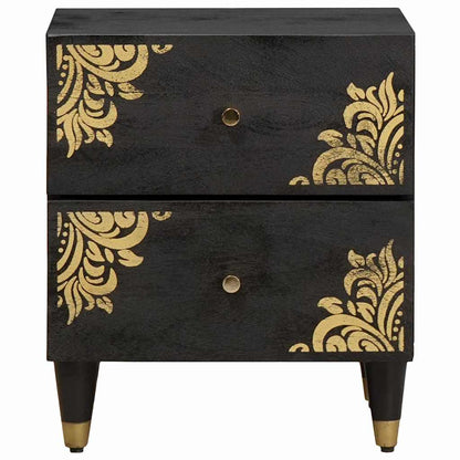 Bedside Cabinet Black 40 x 33 x 46 cm Solid Mango Wood