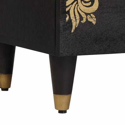 Bedside Cabinet 2 pcs Black 40 x 33 x 46 cm Solid Mango Wood