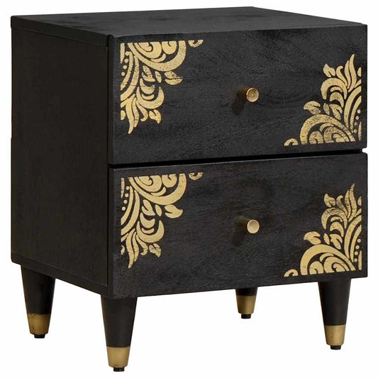 Bedside Cabinet 2 pcs Black 40 x 33 x 46 cm Solid Mango Wood