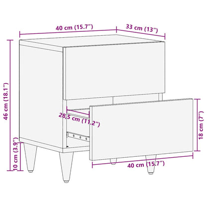 Bedside Cabinet 2 pcs Black 40 x 33 x 46 cm Solid Mango Wood