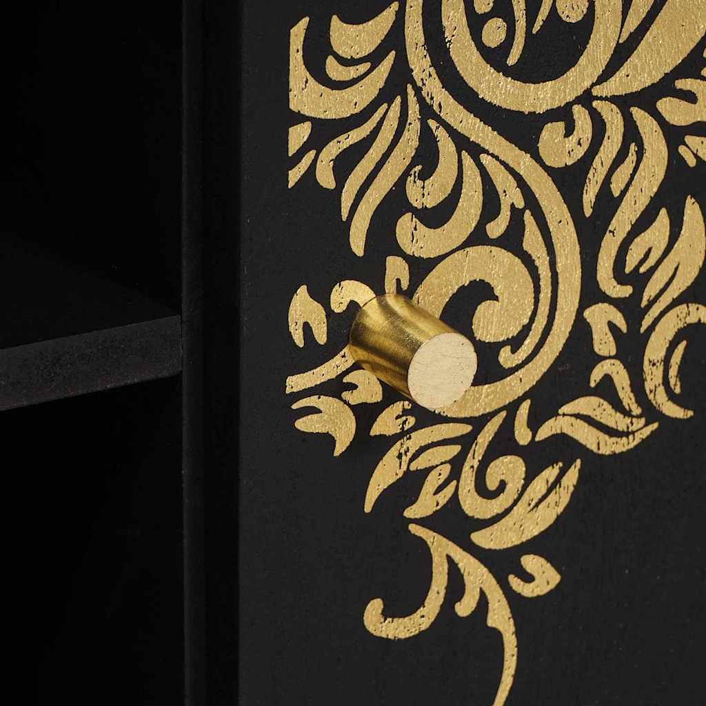 TV Cabinet Black 105 x 33 x 46 cm Solid Mango Wood