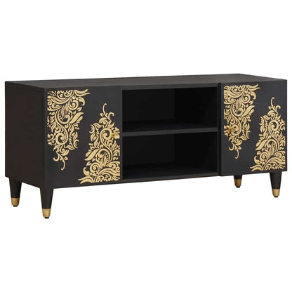 TV Cabinet with Shelf Black 105 x 33 x 46 cm Solid Mango Wood