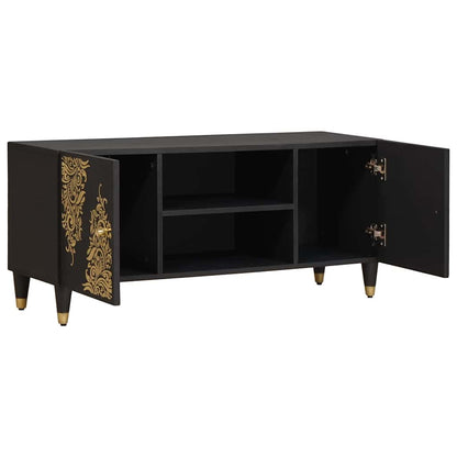 TV Cabinet with Shelf Black 105 x 33 x 46 cm Solid Mango Wood