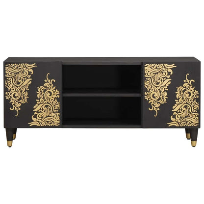 TV Cabinet with Shelf Black 105 x 33 x 46 cm Solid Mango Wood