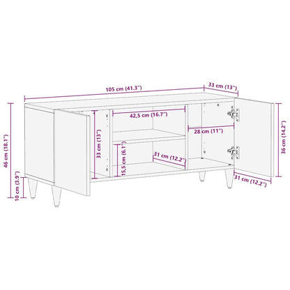 TV Cabinet with Shelf Black 105 x 33 x 46 cm Solid Mango Wood
